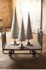 Set Of 3 Galvanized Topiaries With Brass Detail Large 14.5"D X 48"T   Medium 12"D X 43"T    Small 10"D X 37"T