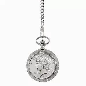 Brilliant Uncirculated Peace Silver Dollar Coin Pocket Watch