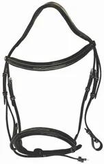 Henri de Rivel Pro Mono Crown Fancy Bridle with Patent Leather Piping and Laced Reins