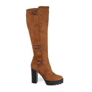 Yoki Womens Tall Lugsole Boot With 3 Buckles