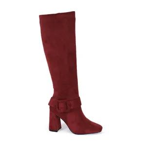 Yoki Womens Knee high tall boots with covered buckle