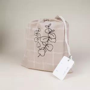 Tan Plaid - Reusable Cloth Gift Bag