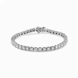 .925 Sterling Silver 3.0 Carat Total Weight Diamond Illusion-Set Miracle Plate Tennis Bracelet 