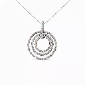 Two-Tone 14 Karat Gold 1 CTTW Round Cut Diamond Circle Loop Pendant Necklace 