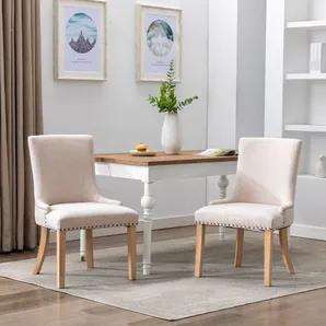 Fabric Dining Chairs Leisure Padded Chairs with Rubber Wood Legs