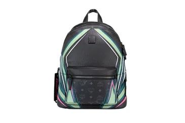 MCM Graphic Lines Medium Black Visetos Leather Backpack