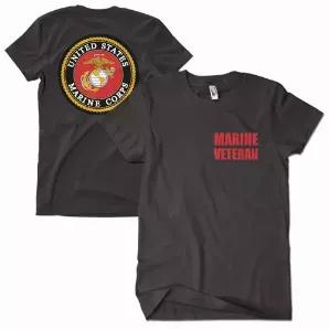 Marine Veteran Men's T-Shirt Black 2-Sided - 3XL   