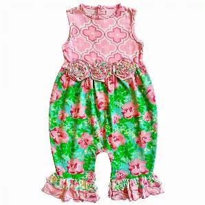 AnnLoren Spring Rose Floral Baby Girls' Romper Toddler Jumpsuit Summer