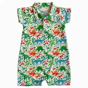 AnnLoren Dinosaur short sleeve Collar Baby/Toddler Boys Romper