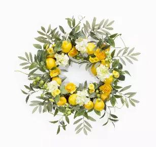 Lemon/Floral Wreath 22"D Foam/Plastic