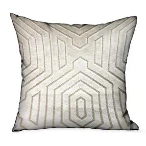Plutus Pearly Velvet Gray Geometric Luxury Throw Pillow