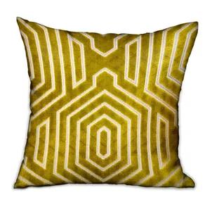 Plutus Goldenrod Velvet Gold Geometric Luxury Throw Pillow