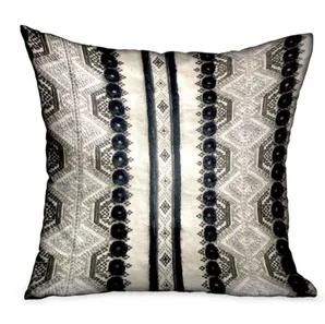 Plutus Scandanavian Stripe Black, White Geometric Luxury Throw Pillow